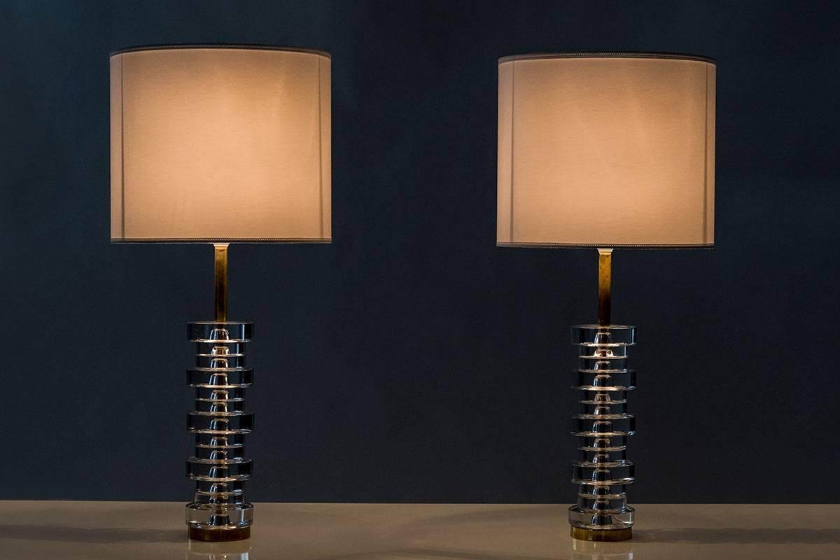Pair of Large Swedish Table Lamps by Carl Fagerlund for Orrefors 2
