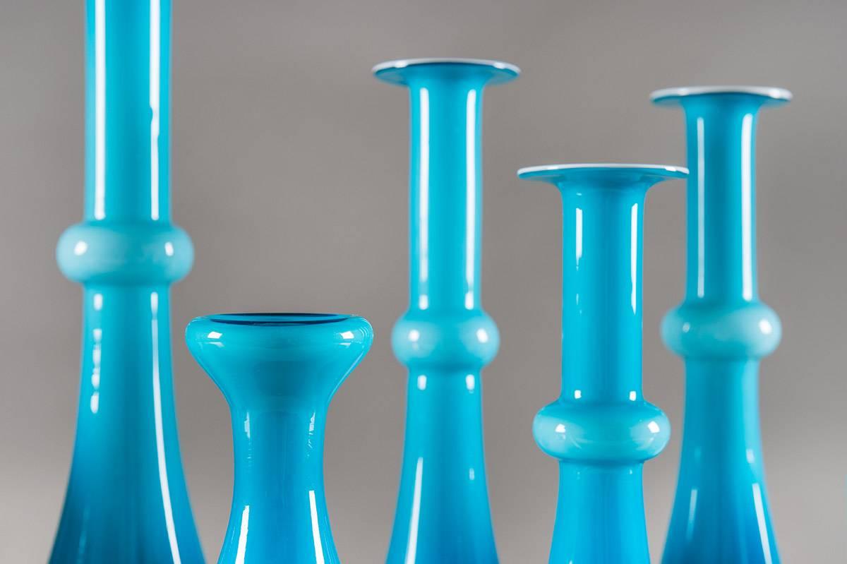 Collection of Scandinavian Blue Glass by Per Lutken for Holmegaard In Good Condition For Sale In Karlstad, SE