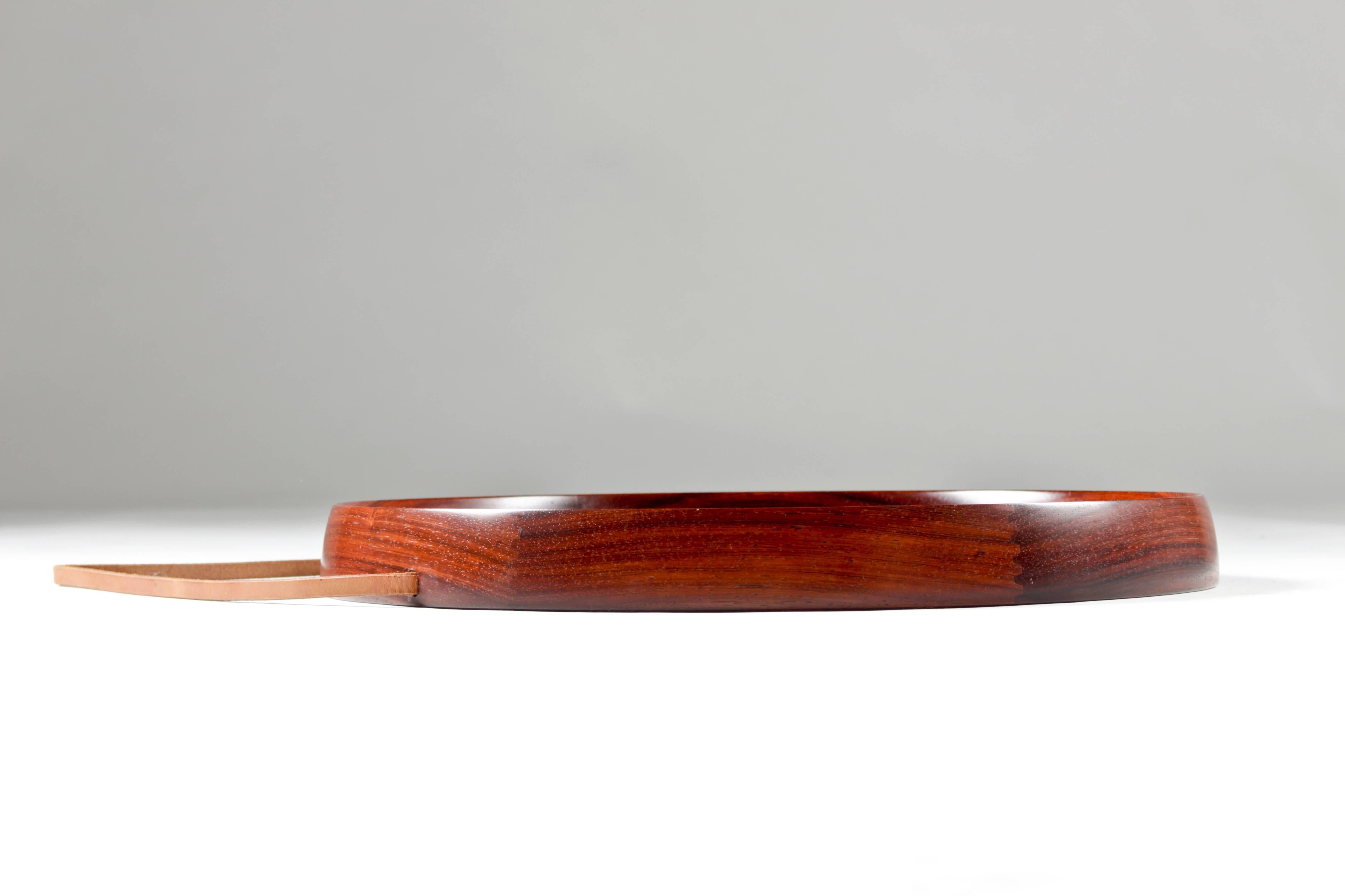 20th Century Round Mirror in Rosewood by Uno & ÖSten Kristiansson for Luxus For Sale