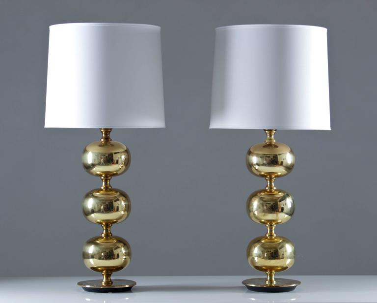 Large Swedish Table Lamps In Brass By Stilarmatur Tranås