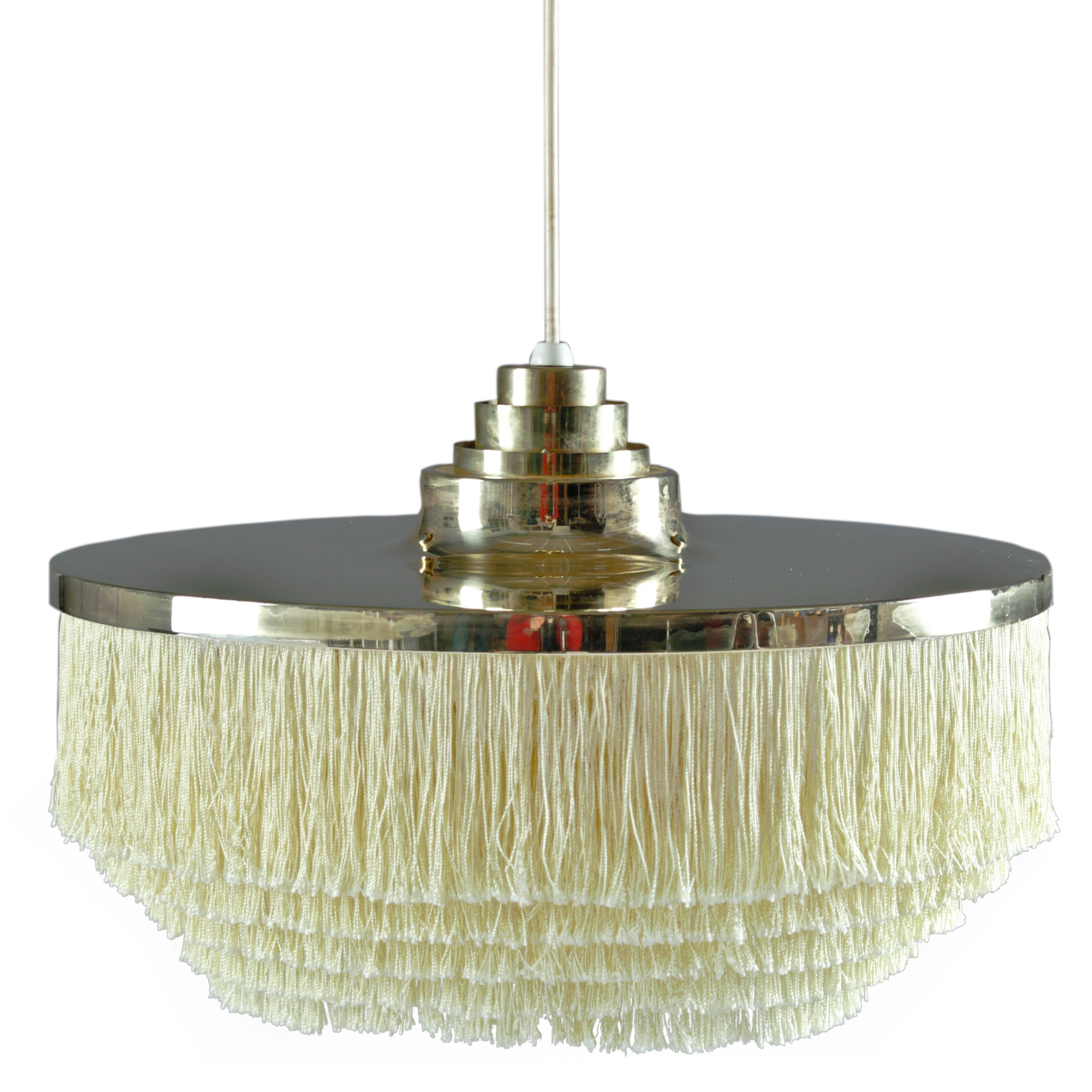 Ceiling Light by Hans-Agne Jakobsson in Brass and Silk