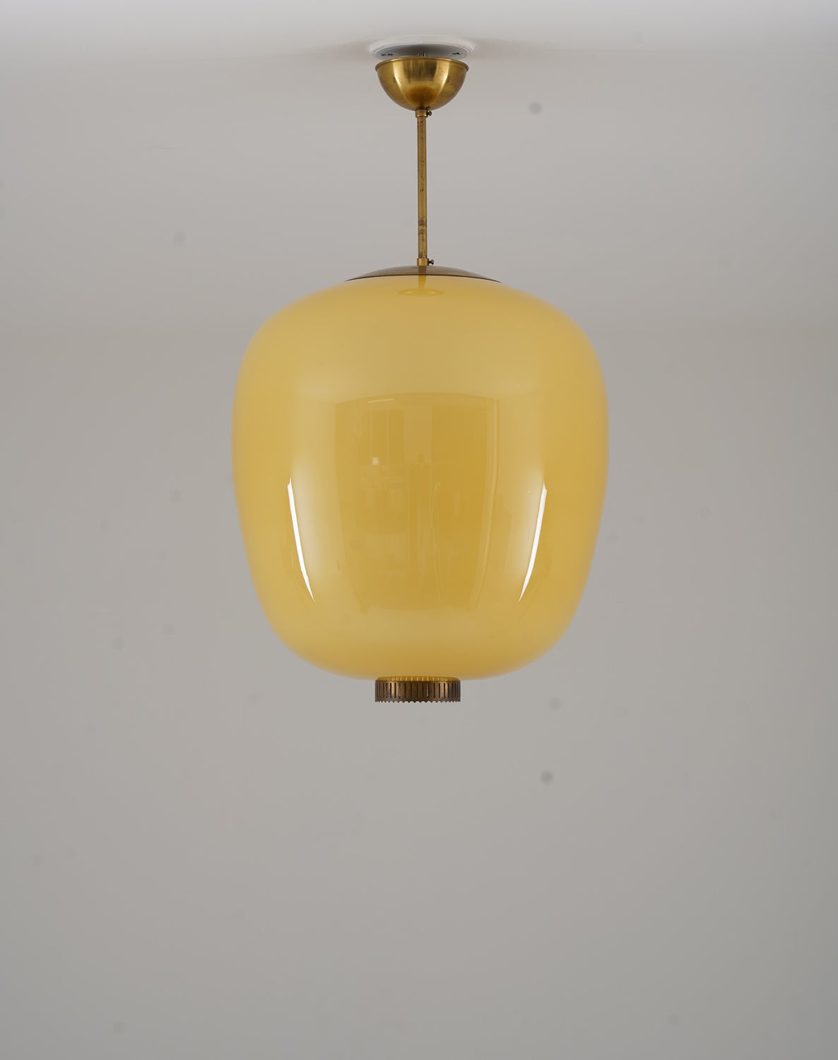 XL Swedish Modern Brass and Glass Pendant For Sale
