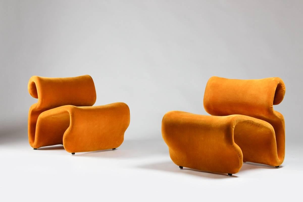 1970s Scandinavian Mustard Yellow Lounge Chairs 