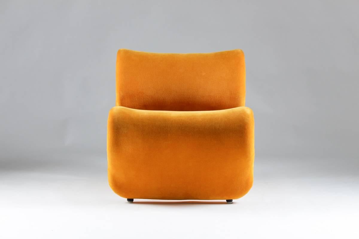 Mid-Century Modern 1970s Scandinavian Mustard Yellow Lounge Chairs 