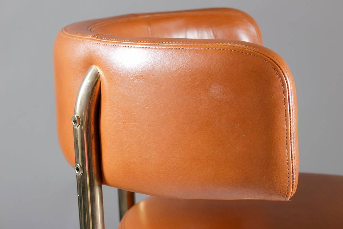 20th Century Set of Five Scandinavian Swivel Bar Stools in Leather by Johanson Design