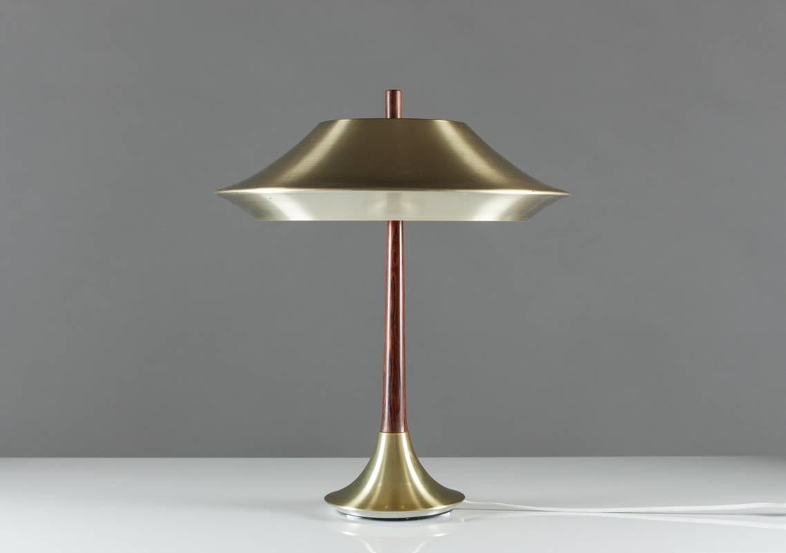 Danish Table Lamp in Rosewood and Metal by Fog & Mørup 4