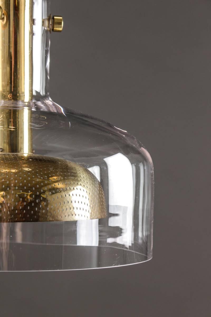 Mid-Century Modern Scandinavian Pendant in Glass and Brass by Anders Pehrson for Ateljé Lyktan