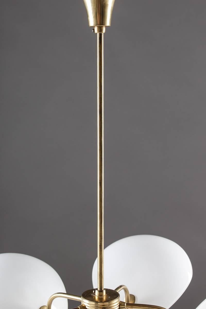 Mid-Century Finnish Chandelier in Brass and Glass by Valinte Oy 2