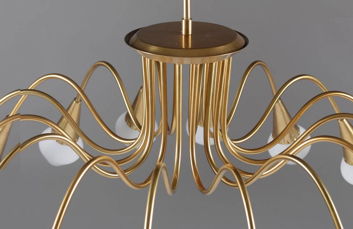 Swedish Starburst Chandeliers in Brass and Glass 4