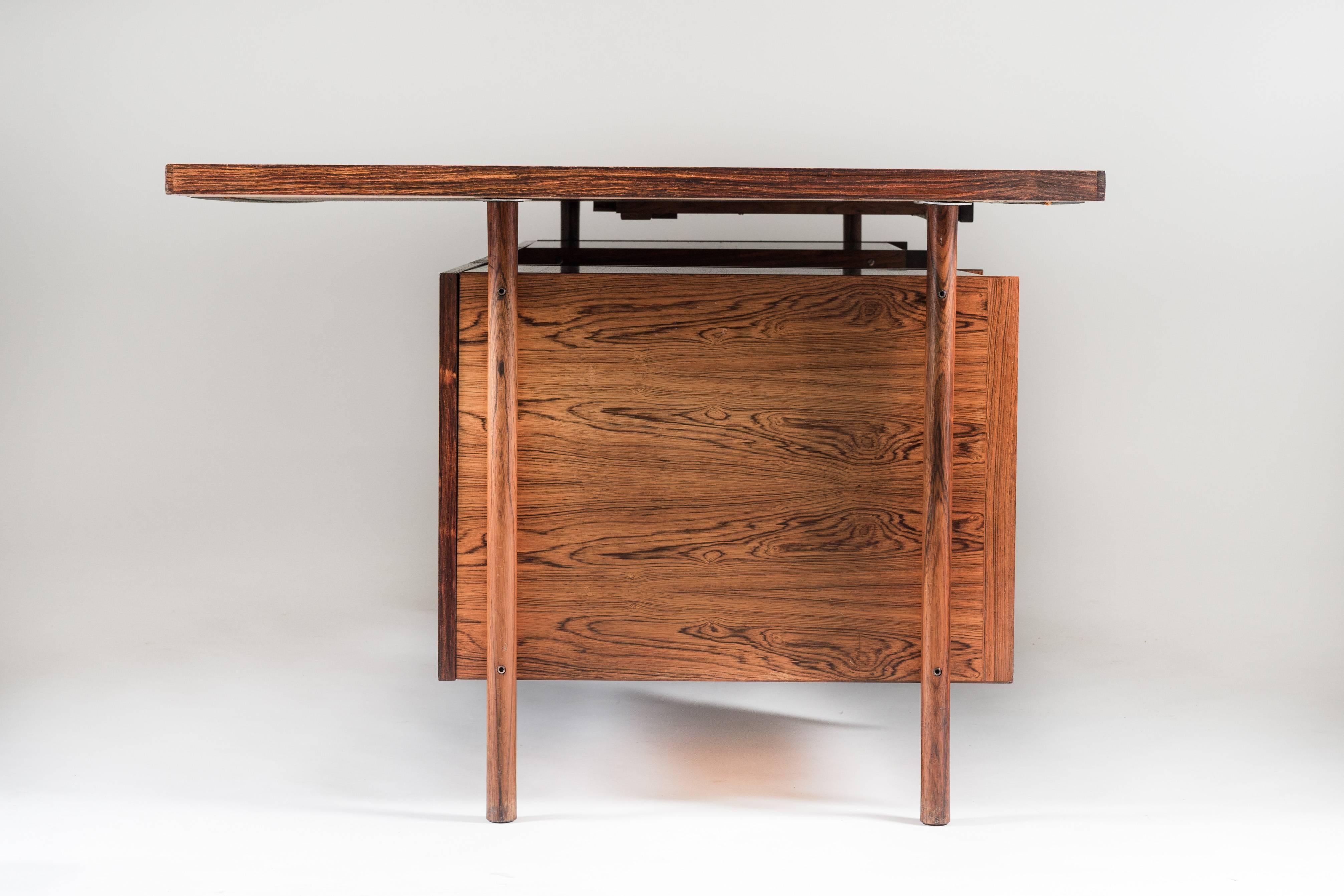 Scandinavian Modern Mid-Century Executive Desk In Rosewood and Leather by Sven Ivar Dysthe