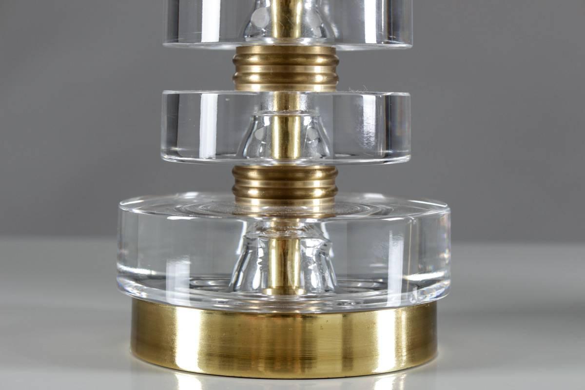 Schwedische Kristallglas-Tischlampen von Carl Fagerlund für Orrefors, Paar (20. Jahrhundert) im Angebot