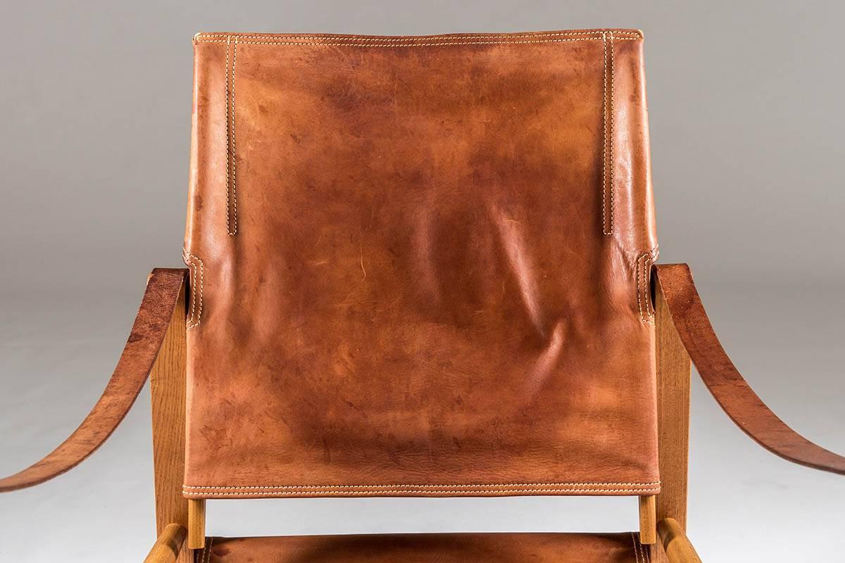 Mid-Century Modern Safari Chair by Kaare Klindt in Cognac Leather For Sale