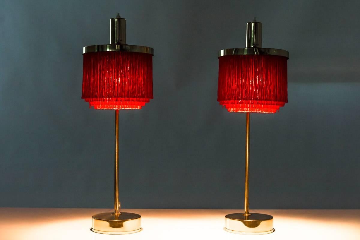 Mid-Century Modern Pair of Fringe Table Lamps B140 by Hans-Agne Jakobsson