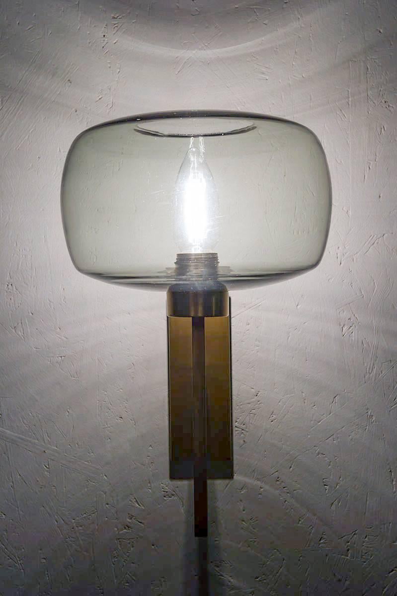 20th Century Swedish Wall Lights by Holger Johansson in Brass and Glass