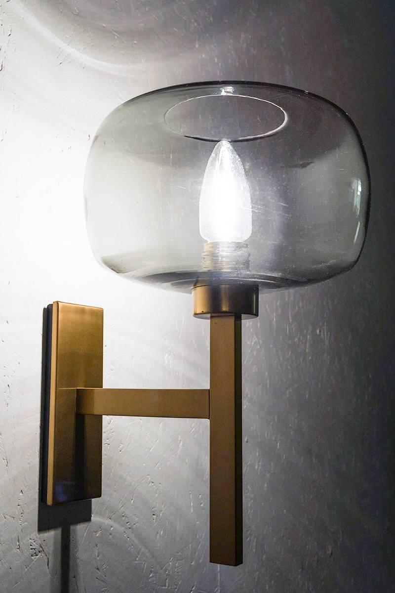 Swedish Wall Lights by Holger Johansson in Brass and Glass In Excellent Condition In Karlstad, SE