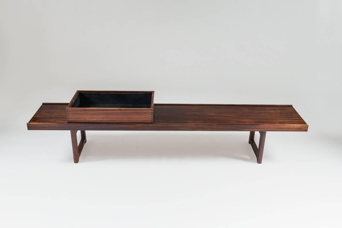 Mid-Century Modern Krobo Bench or Side Table with Flower Box by Torbjørn Afdal for Mellemstrand