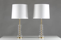 Swedish Crystal Glass Table Lamps by Carl Fagerlund for Orrefors