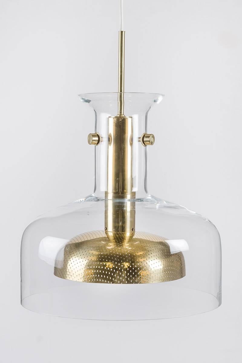 20th Century Pair of Pendants in Glass and Brass by Anders Pehrson for Ateljé Lyktan