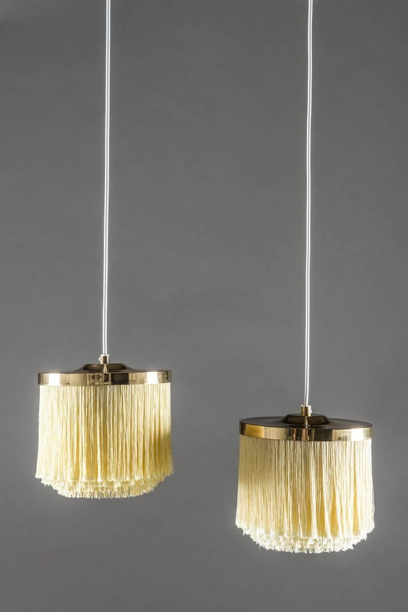 Swedish Pendants in Brass with Silk Fringes by Hans-Agne Jakobsson, 1960s 1