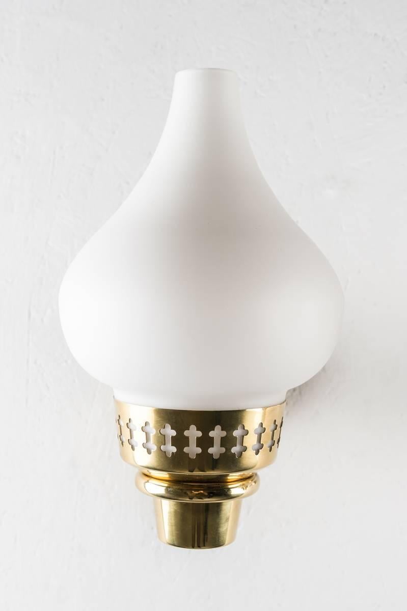 Swedish Wall Lamps in Brass and Opaline Glass by Hans Bergström for ASEA 1