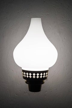 Swedish Wall Lamps in Brass and Opaline Glass by Hans Bergström for ASEA