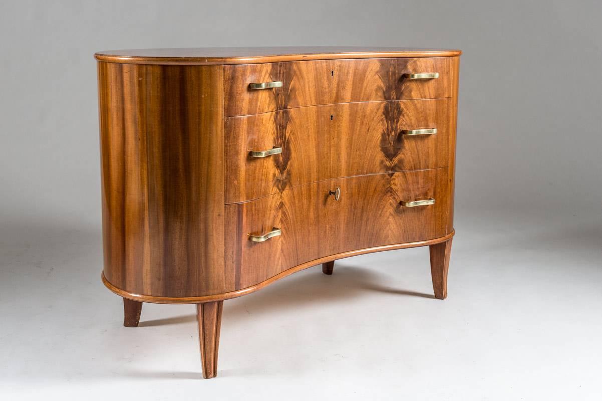 Swedish Grace Chest of Drawers by Axel Larsson for Bodafors, 1940s In Good Condition In Karlstad, SE