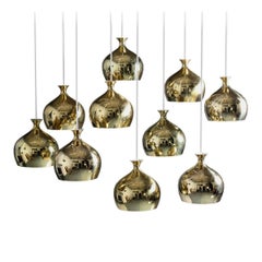 Helge Zimdal "the Onion" Swedish Midcentury Pendants in Brass