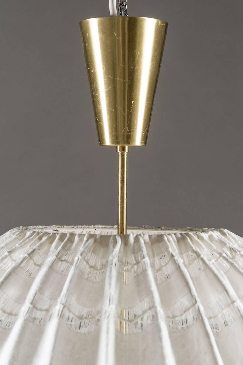 Mid-Century Modern Pendant C496 in Brass and Fabric by Hans-Agne Jakobsson