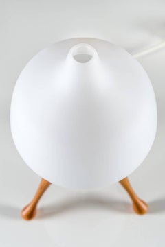 Scandinavian Table Lamp by in Oak and Opaline Glass by Luxus, Sweden
