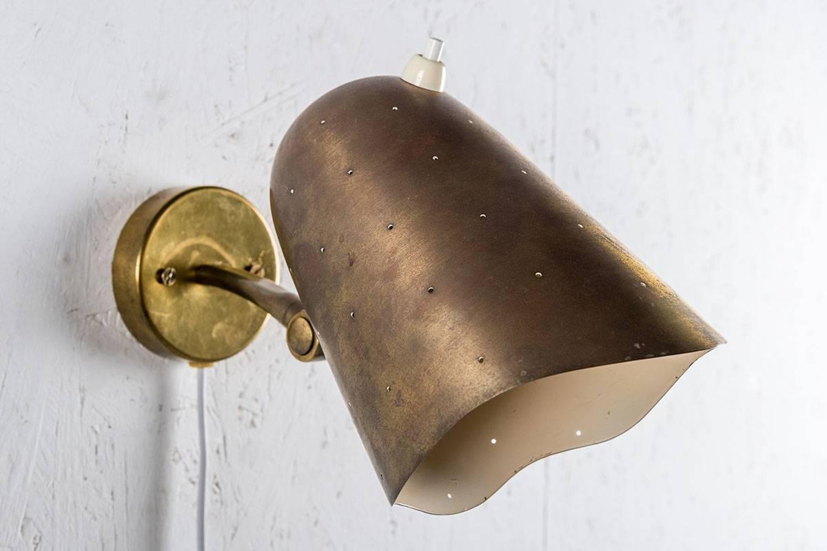 Mid-Century Modern Swedish Midcentury Wall Lamps in Perforated Brass by Boréns