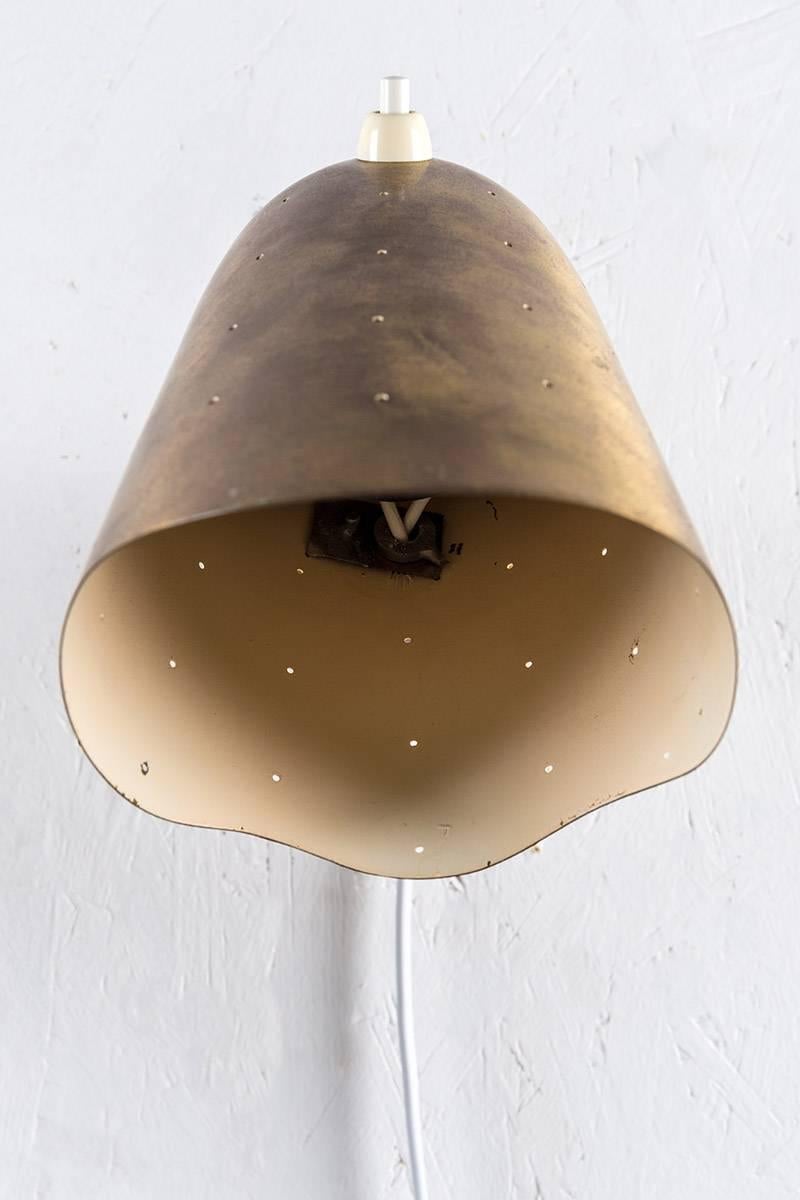 20th Century Swedish Midcentury Wall Lamps in Perforated Brass by Boréns