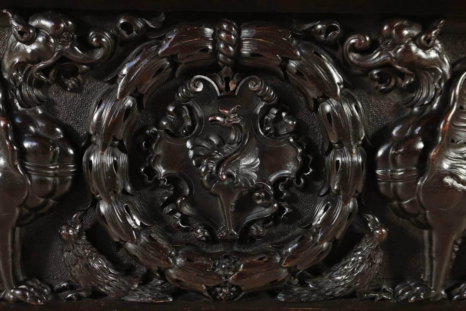 19th Century Renaissance Revival Carved Walnut Chest with Feral Feet 5