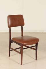 Six Chairs by Palutari, Teak, Foam Padding, Leatherette, Produced by Dassi