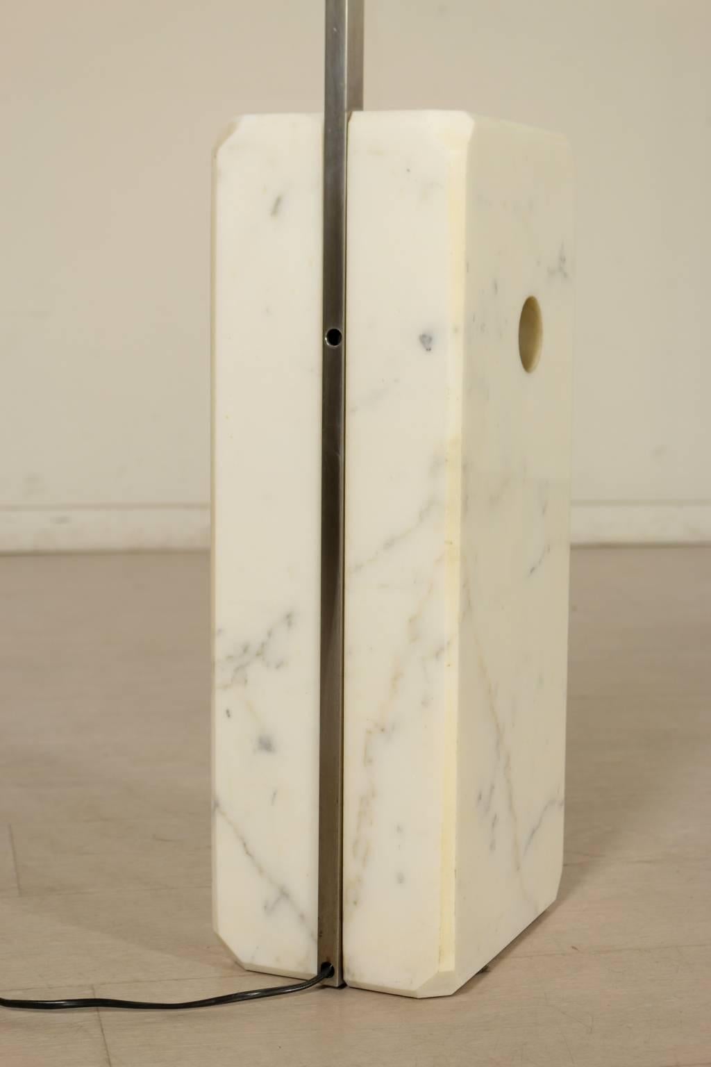 20th Century 'Arco' Floor Lamp Designed by Castiglioni for Flos White Marble Steel Aluminium