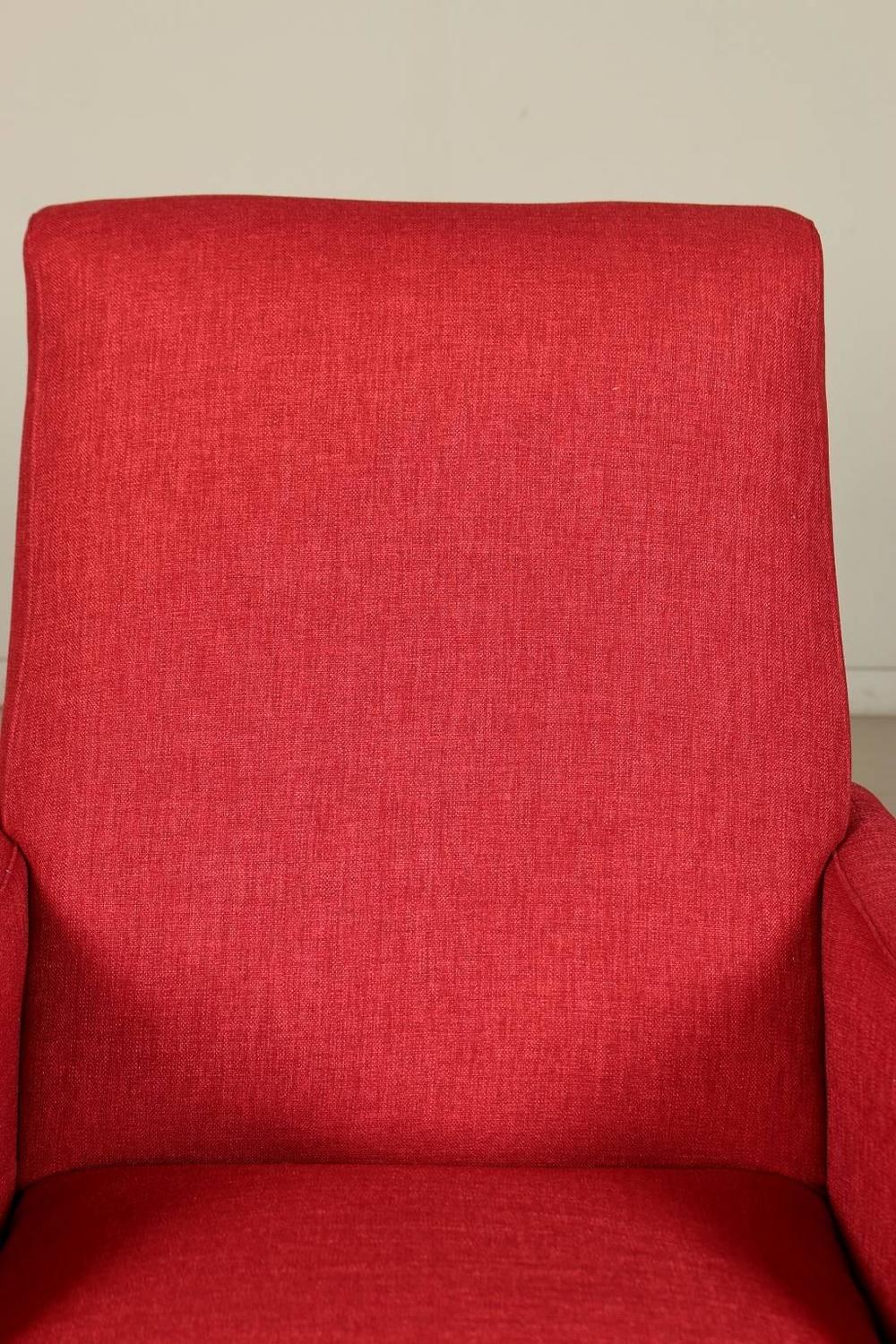 MidCentury Italian Armchair Foam Padding, Fabric Upholstery, Brass Legs at 1stdibs