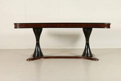 Table Rosewood Veneer Ebonized Wood Back-Painted Wood Glass Marble, 1940s-1950s