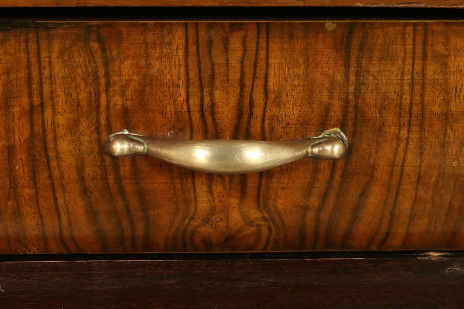 Graceful Console Rosewood Veneer Ebony Stained Wood Glass Brass, Italy, 1950s 4