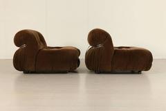 Two Velvet 'Soriana' Armchairs by Tobia Scarpa and Afra Bianchin for Cassina