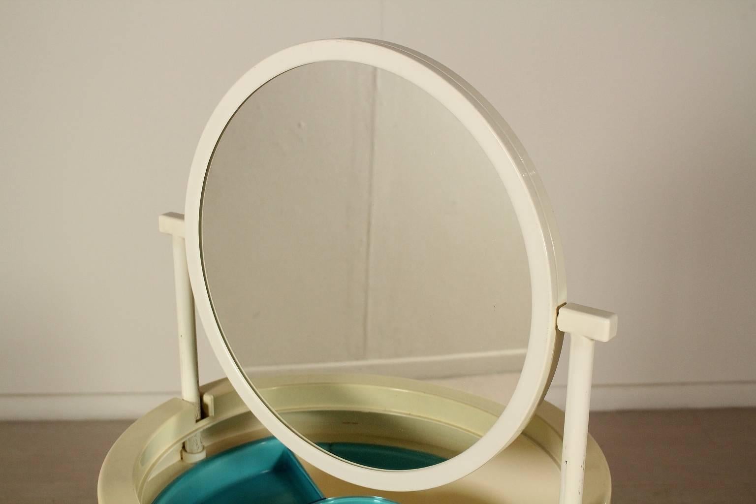 Mid-Century Modern Plastic Dressing Table with Mirror Manufactured in Italy, 1970s