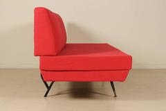 Sofa-Bed Foam Padding Fabric Upholstery Metal Brass Manufactured in Italy 1950s