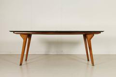 Rectangular Table Teak Marble Brass Vintage Manufactured in Italy, 1950s