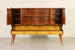 Sideboard Ico Parisi's Style Mahogany and Maple Veneer Vintage, Italy, 1950s