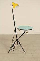 Floor Lamp Metal Lacquered Aluminium Brass Wood Formica Vintage, Italy, 1950s