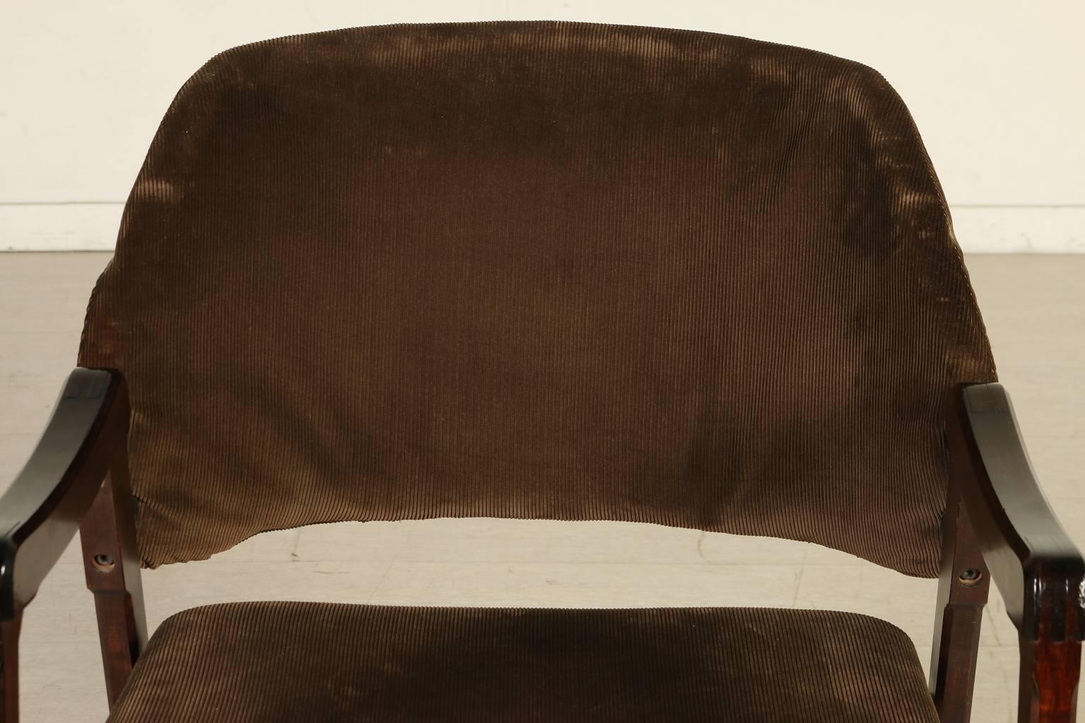 Chair by Ico Parisi for Cassina Rosewood Foam Velvet Vintage, Italy, 1960s In Good Condition In Milano, IT