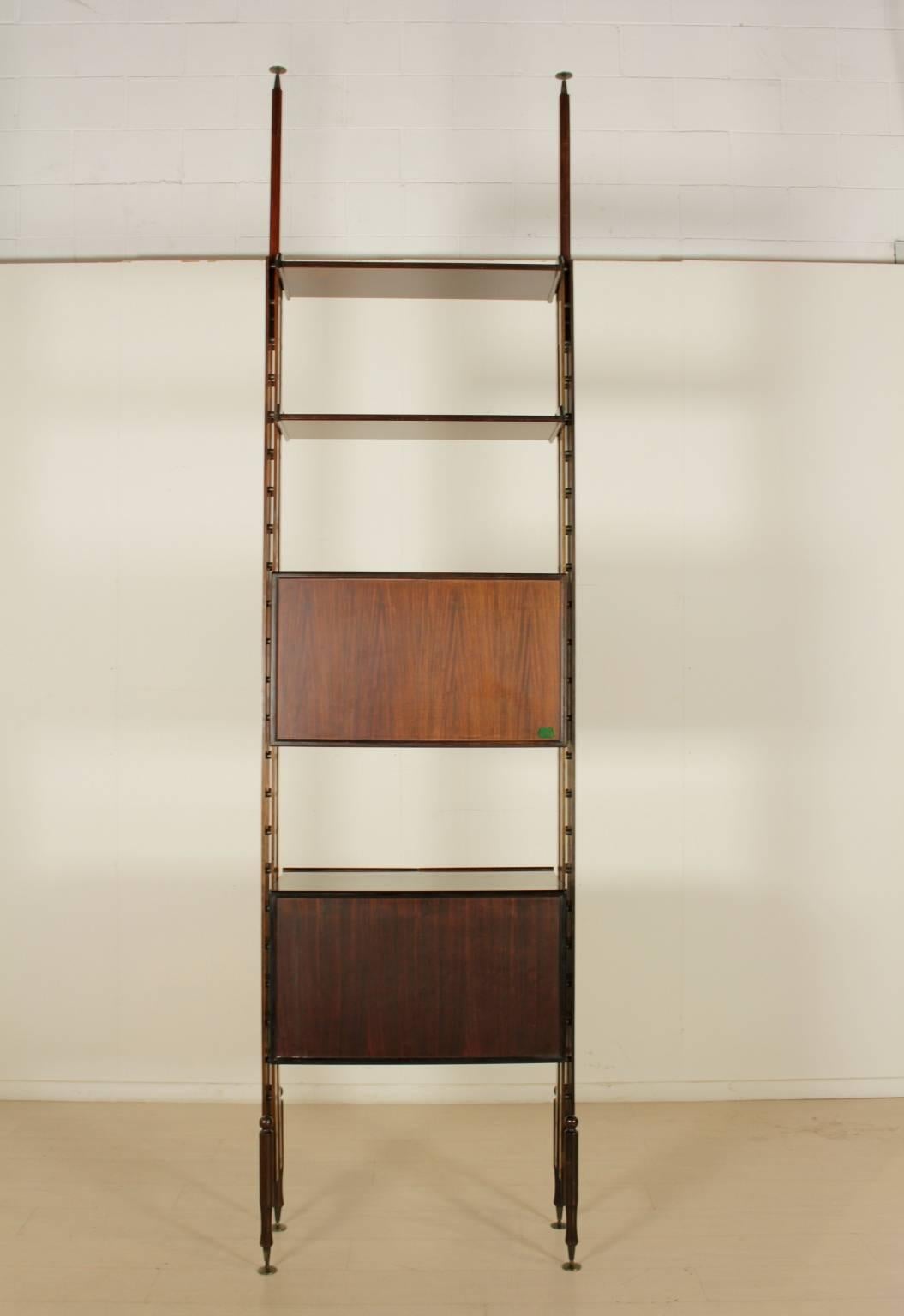 Floor-to-Ceiling Bookcase Rosewood Veneer Formica Vintage, Italy, 1950s-1960s 2