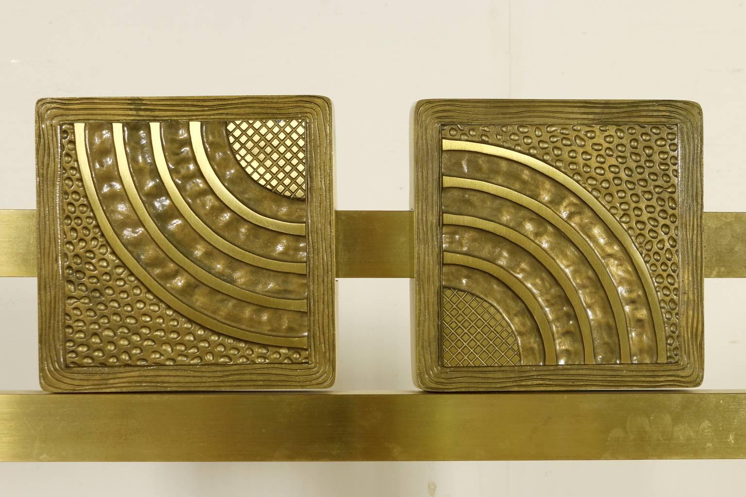 Brass Bed with Decorative Panels Vintage Manufactured in Italy, 1960s 2