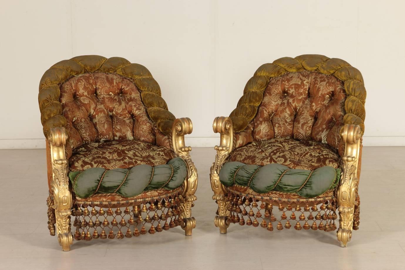 Late 19th Century Baroque Style Carved and Gilded Wood Padded Sitting Room 3
