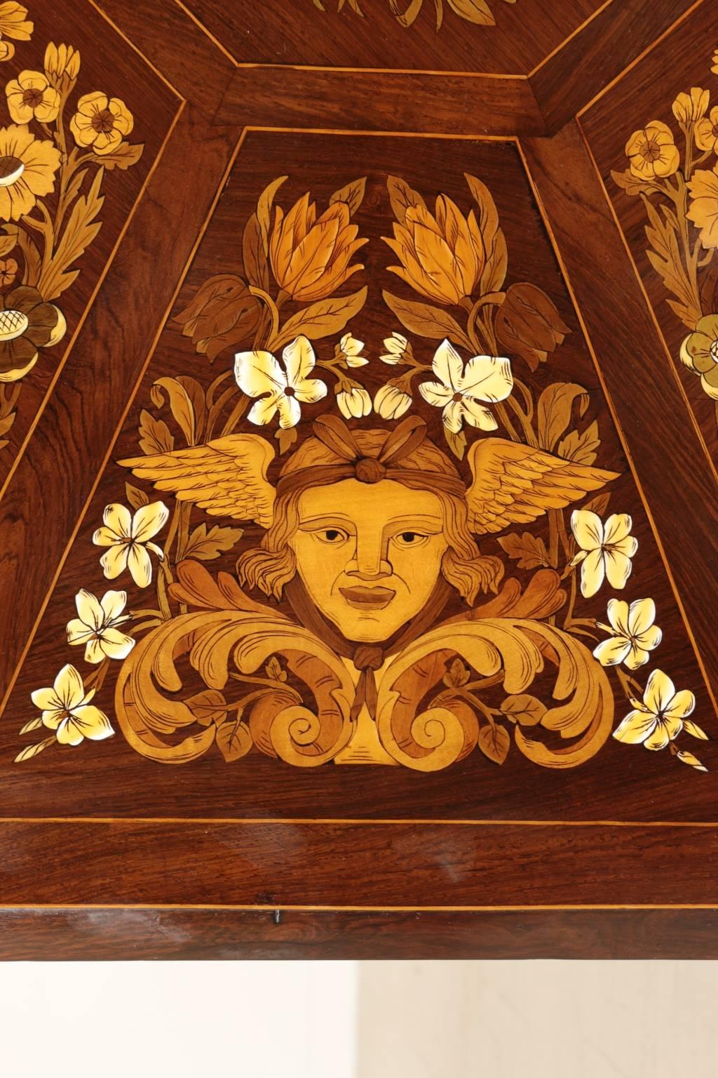19th Century Octagonal Chestnut Inlaid Coffee Table 2