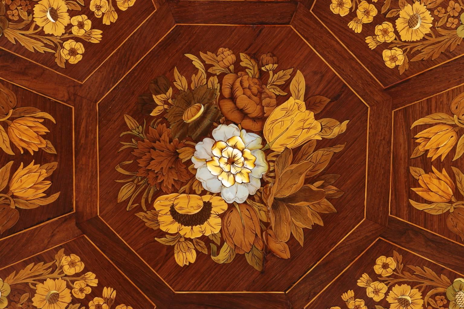 19th Century Octagonal Chestnut Inlaid Coffee Table 3