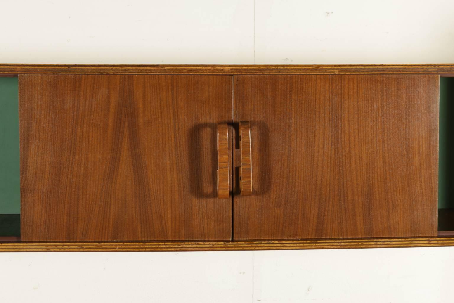 Italian Bed-Cabinet Attributed to Franco Campo Mahogany Veneered Bent Plywood, 1950s